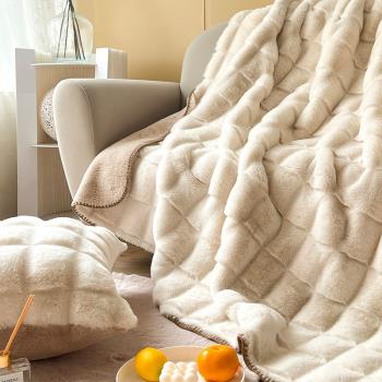 秋冬季純色托斯卡長毛保暖絨毯雪貂絨簡約休閑蓋毯柔軟單雙人毛毯