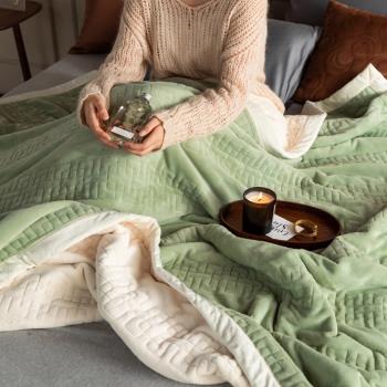 秋冬加絨加厚三層夾棉牛奶絨毛毯高端保暖珊瑚絨單雙人客廳休閑毯