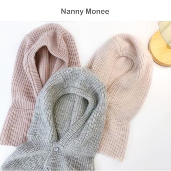 NannyMonee兒童羊絨套脖護耳帽男女童保暖防風針織巴拉克拉法帽
