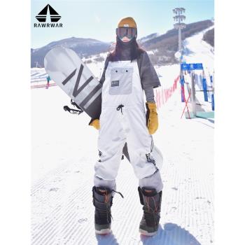 滑雪背帶褲男女防風防水透氣單板雙板耐磨連體滑雪褲戶外寬松大碼