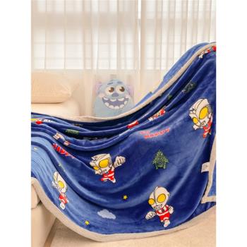 奧特曼蓋毯牛奶絨毛毯兒童沙發毯子午睡小被子幼兒園法蘭絨空調毯