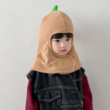 兒童帽子秋冬季男童女童加絨圍脖一體帽口罩寶寶保暖帽毛絨護耳帽