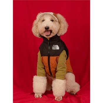 復古狗狗馬甲夾棉大型犬衣服秋冬保暖金毛巨貴邊牧拉布拉多衣服潮