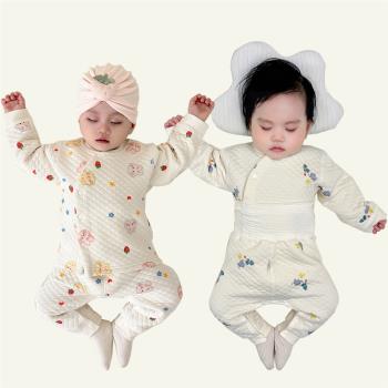 寶寶保暖內衣套裝加厚空氣棉貼身嬰兒秋衣褲打底分體冬裝衣服高腰