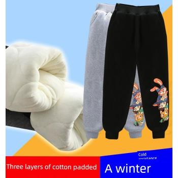 女童棉褲加絨加厚北方外穿兒童夾棉過冬褲子冬季中大童裝保暖冬褲