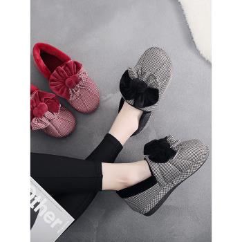 冬季時尚棉拖鞋女包跟室內防滑厚底坡跟加絨保暖家用居家拖鞋棉鞋