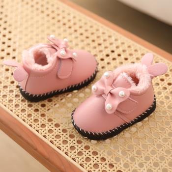 保暖0-2歲冬季女童嬰兒公主棉鞋