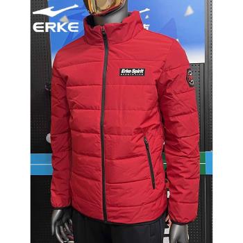 鴻星爾克紅色棉服男冬季新款帥氣時尚棉衣大學生青年保暖運動外套