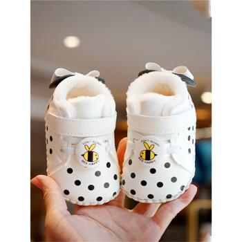 秋冬季新生嬰兒鞋子3-6-12個月加厚女寶寶保暖棉鞋防滑軟底學步鞋