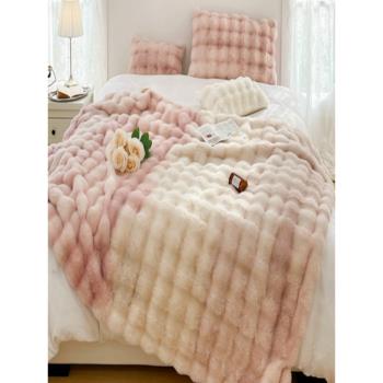 高檔珊瑚絨毛毯冬季加厚辦公室午睡沙發蓋毯毯子床上用被子牛奶絨