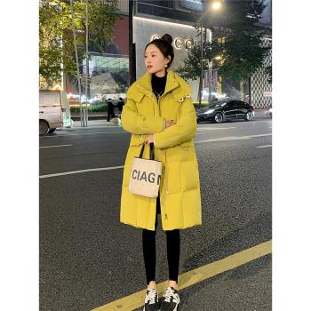 中長款羽絨服女2023冬季新款韓版時尚立領高階白鴨絨加厚保暖外套