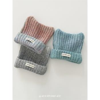 韓版可愛貓耳朵針織帽子女冬季保暖護耳毛線帽包頭尖尖套頭冷帽潮