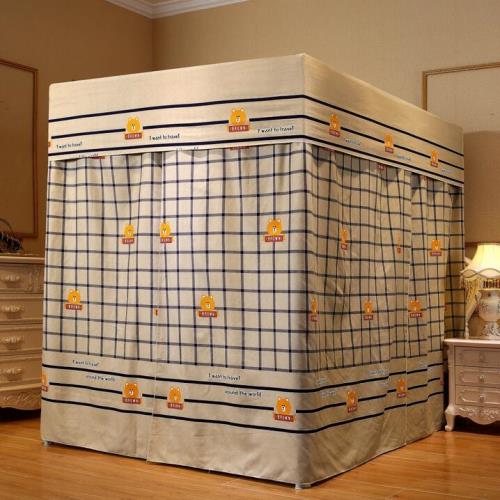 加厚冬季保暖床帳家用宮廷床簾遮光布一體式蚊帳床幔支架落地臥室