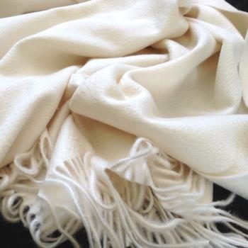 珍稀白絨100%山羊絨圍巾披肩兩用內蒙古雙面水波紋冬天加厚乳白色