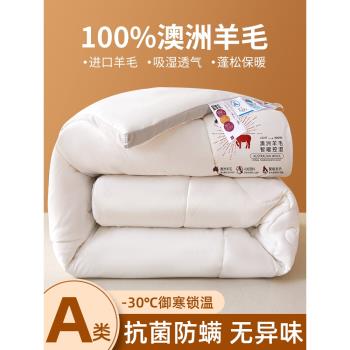 高階澳洲100%純羊毛被子冬被加厚保暖2023新款秋冬季棉被10斤被芯