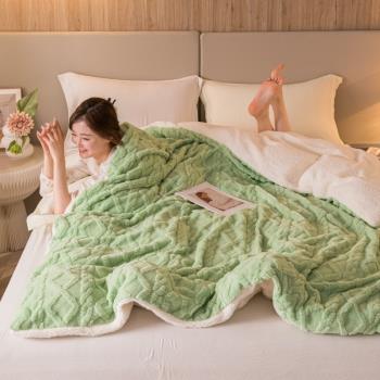 珊瑚絨羊羔絨毛毯雙層加厚毯子法蘭絨冬季保暖午睡毯空調沙發蓋毯