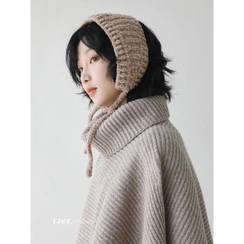 印計谷羽 原創設計師自留款 針織羊毛護耳套冬天保暖耳罩純色耳暖
