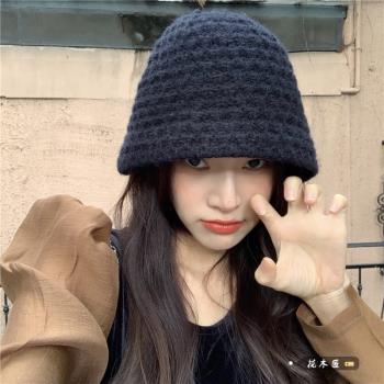 韓版護耳毛線保暖漁夫帽女秋季季新款針織帽子網紅高級感爆款冷帽