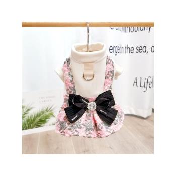 粉花呢狗狗衣服秋冬季貓咪防掉毛保暖泰迪裙子厚款寵物小型犬春裝