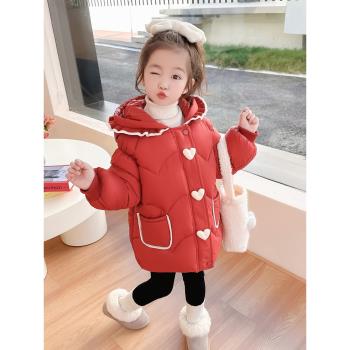 女童白鴨絨羽絨服冬季新款兒童洋氣中長款加厚女寶寶保暖網紅外套