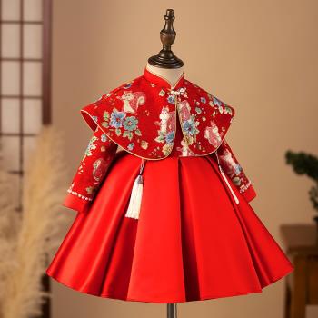 中式女寶寶拜年服冬季女童嬰兒抓周唐裝周歲禮服兒童旗袍高端新年