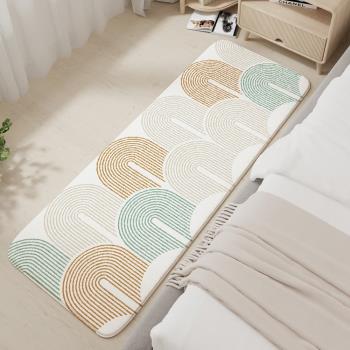 仿羊絨彩色花紋英文客廳臥室床邊床尾房間沙發長條形地毯地墊腳墊