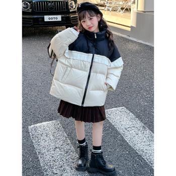 女童羽絨服冬季中大童洋氣時髦韓版冬裝白鴨絨加厚保暖面包服外套
