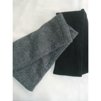 日本黑色居家雙層編織蠶絲棉護膝女士兔羊毛保暖護腿襪套運動情侶
