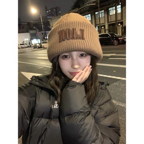 美式復古大頭圍保暖加厚寬松羊羔毛針織毛線男女情侶護耳帽子冬季