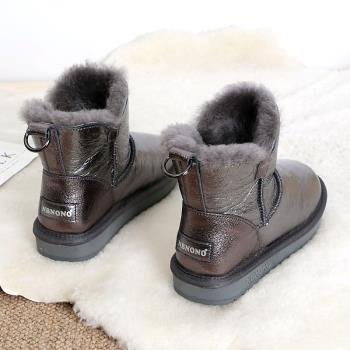 冬季光面牛皮短筒時尚保暖雪地靴