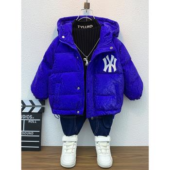 男童羽絨服冬裝2023新款洋氣童裝男孩短款外套加厚保暖兒童麵包服