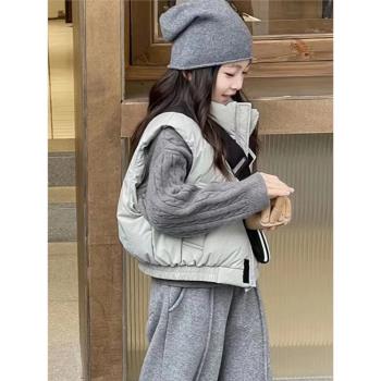 女童羽絨馬甲秋冬裝洋氣女孩保暖外穿毛衣套裝兒童冬季羽絨服洋氣