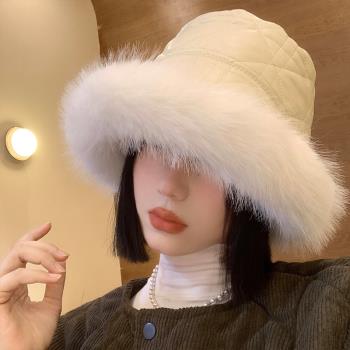 毛絨漁夫帽女冬季2023新款保暖加厚pu皮質防風防寒護耳雷鋒帽子潮