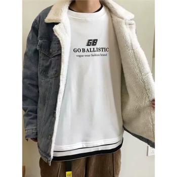 保暖秋冬寬松羊羔絨褂子牛仔外套