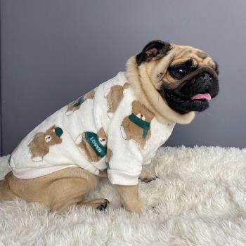 法鬥巴哥犬衣服秋冬裝保暖衛衣卡通圖案柴犬鬥牛犬大碼胖狗狗衣服