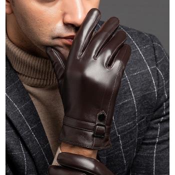 男加厚保暖時尚商務頭層羊皮手套