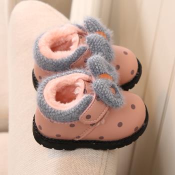 冬季0-2歲軟底加厚女童保暖棉鞋