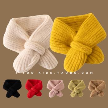 交叉男童女童針織毛線防風圍巾