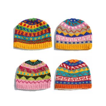 冬季尼泊爾羊毛毛線帽加絨保暖針織帽休閑百搭加厚彩色圓頂帽子女