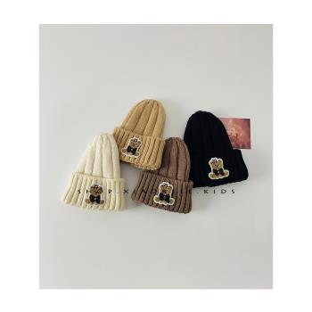 秋冬季寶寶帽子一歲2歲兒童毛線帽可愛超萌小熊男女童保暖套頭帽