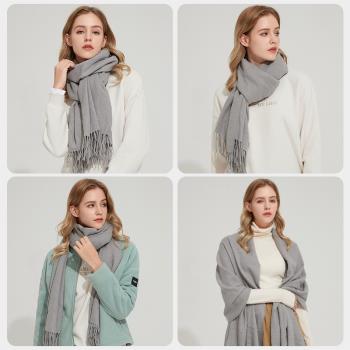 駱駝女冬季保暖加厚披肩時尚圍巾