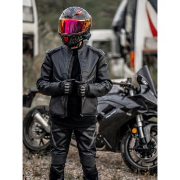 騎行服男摩托車皮衣冬季防風保暖四季通用外套復古機車騎士防摔女