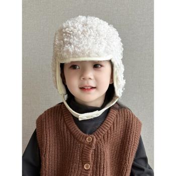 韓國兒童帽子秋冬季護耳帽鴨舌男女童純色雷鋒帽女孩保暖毛絨帽潮