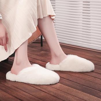 冬季新款手工皮草網紅時尚兔毛毛保暖拖鞋男女韓版防滑居家室內鞋