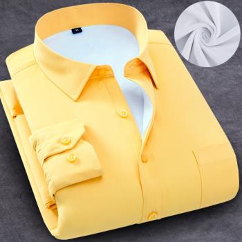 黃色斜紋長袖男青年職業休閑襯衣