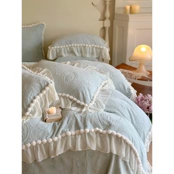 法式公主風四件套冬季保暖牛奶絨雙面珊瑚絨床上用品加厚床單被套