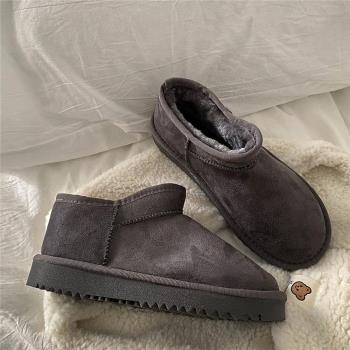 六月初品冬季加絨雪地靴女2023年新款潮短款麂皮絨保暖加厚棉靴子