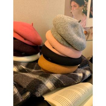 韓版百搭美拉德復古羊毛呢貝雷帽女冬季保暖蓓蕾畫家帽顯臉小帽子