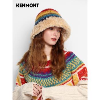 時尚秋冬季保暖可折疊女毛線帽