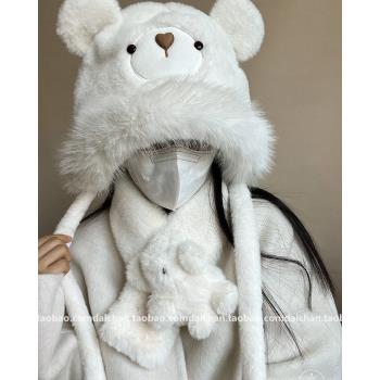 熊寶保暖冬季女生卡通加大雷鋒帽